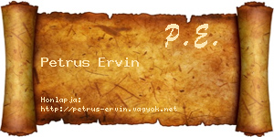 Petrus Ervin névjegykártya